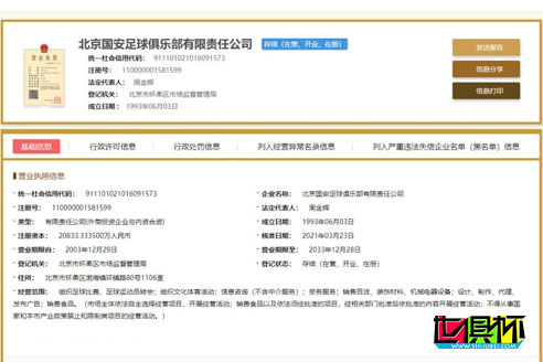 北京中赫国安已完成更名，国家企业信用信息系统显示为“北京国安”